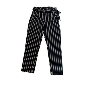 BATIK Dress Pant Women’s 40 Pinstripe Wide Leg Paper Bag Trouser Tie Waist